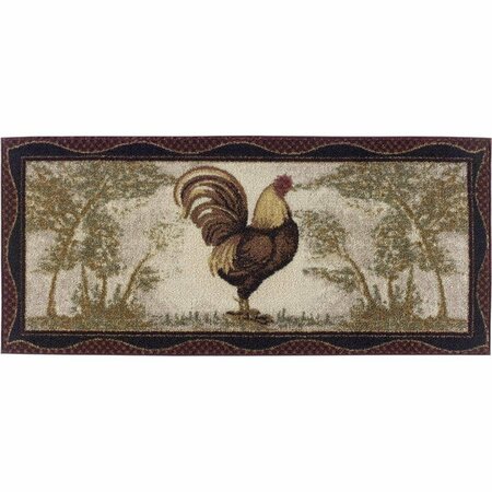 MAYBERRY RUG 20 x 44 in. Cozy Cabin Tall Rooster Printed Nylon Kitchen Mat & Rug CC5252 20X44